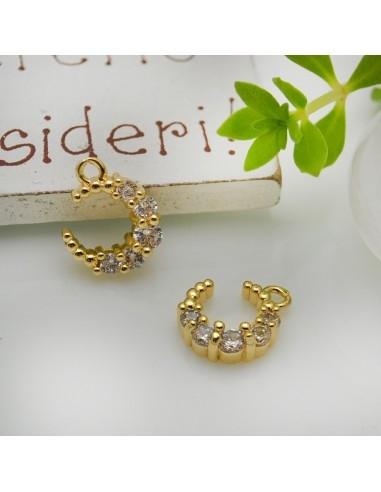 Ciondolo a forma di luna con strass 13x11mm 1pz|GDO