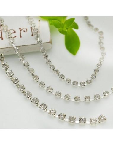 Catena con strass in varia misura distanziati 2.5mm 1mt|GDO
