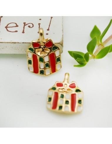 Ciondolo a forma di regalo di natale 10x14mm 1pz | GDO