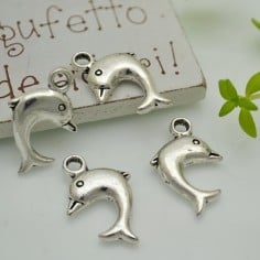 Ciondoli delfini in lega di metallo argento 14x21 mm 4pz Gioie d'Oriente