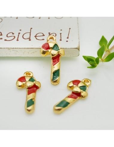 Ciondolo natalizio a forma di bastoncino di zucchero 10x20mm 1pz | GDO