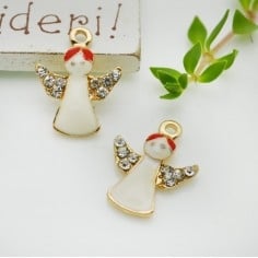 Ciondolo angioletto in ottone smaltato 15x20mm 1pz Gioie d'Oriente