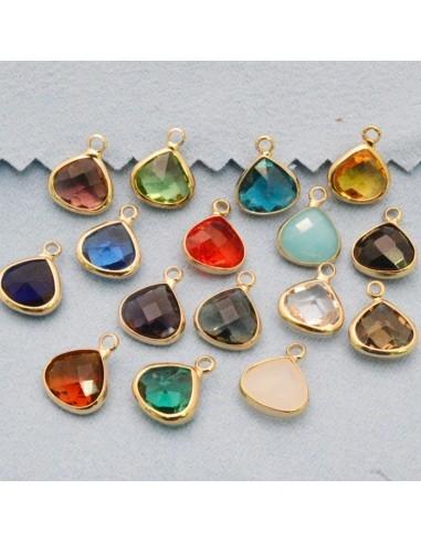 Charm di Lusso di Cristalli a Forma di Gocce con Base Oro 10x13mm 1pz | GDO