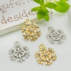 Ciondolo fiocco di neve con punti luce in ottone 18x14 mm 1pz Gioie d'Oriente
