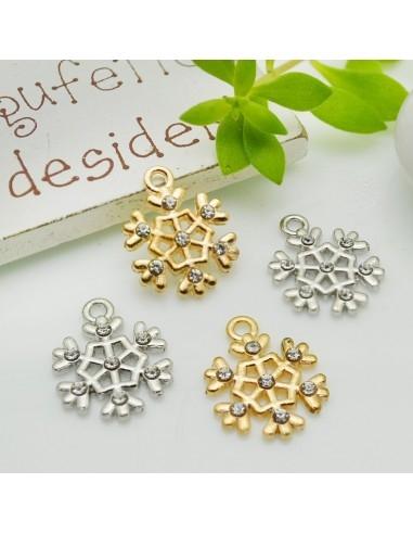 Ciondolo fiocco di neve con punti luce in ottone 18x14 mm 1pz Gioie d'Oriente