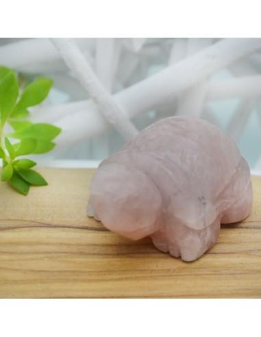 Tartaruga in Quarzo Rosa: Un Simbolo di Amore e Tranquillità, Misura 55x40mm