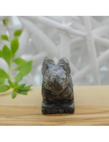 scultura a forma coniglio di labradorite 40x28mm