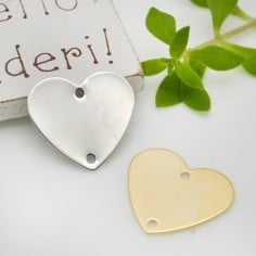 Connettore cuore liscio in ottone 17x18.5mm 1pz colori vari Gioie d'Oriente