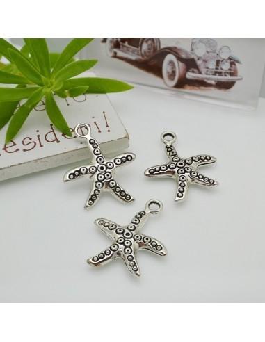Ciondoli stelle marine rodio in metallo 26x22mm 3pz Gioie d'Oriente