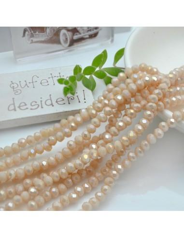 Filo di mezzi cristalli rondelle sfaccettate panna AB 3x4mm 125 a 145pz|GDO