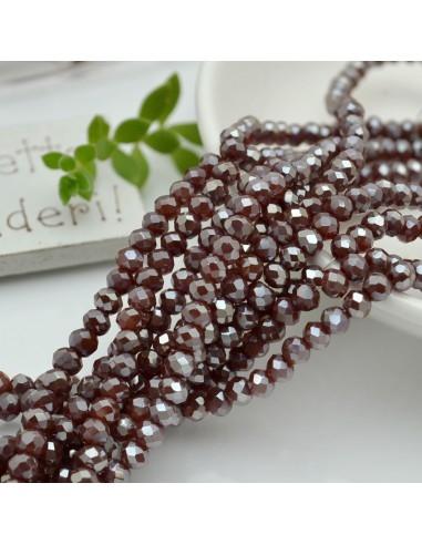 Filo di mezzi cristalli rondelle sfaccettate color vinaccia AB 3x4mm 125 a 145pz|GDO