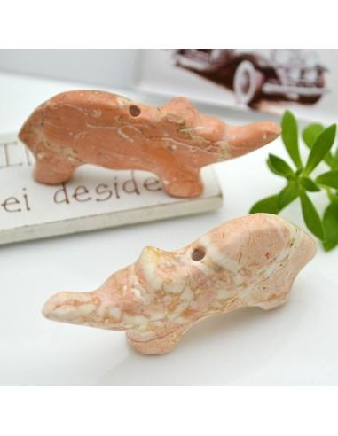 Pietre dure catlinite a forma di elefante con foro passante 28x62mm 1 pz | GDO