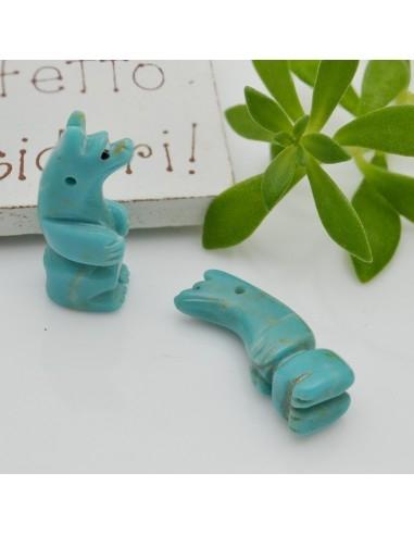 Pietre dure: pasta di turchese a forma di orso 25x9mm 1 pz|GDO
