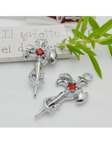 Ciondolo a forma di spada con serpente arrotolato 26x54mm 1 pz|GDO