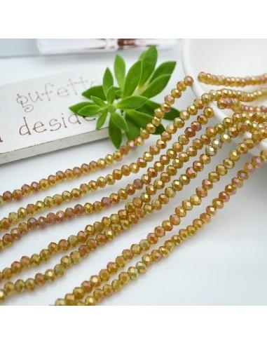 Filo di Mezzi Cristalli Rondelle Senape Chiaro AB 2.5x3.5mm Briolette 125 a 145pz