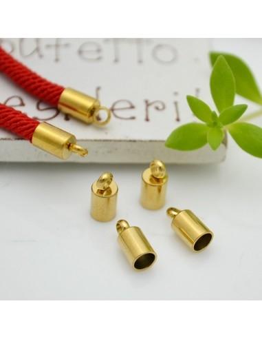 Terminali da incollo in Acciaio per cordoncini 4x8.5mm foro interno 3mm 4pz