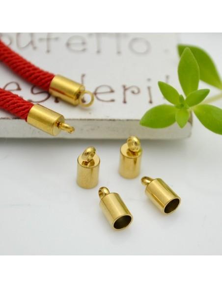 Terminali da incollo in Acciaio per cordoncini 4x8.5mm foro interno 3mm 4pz