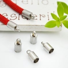 Terminali da incollo in Acciaio per cordoncini 4x8.5mm foro interno 3mm 4pz 2