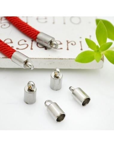 Terminali da incollo in Acciaio per cordoncini 4x8.5mm foro interno 3mm 4pz