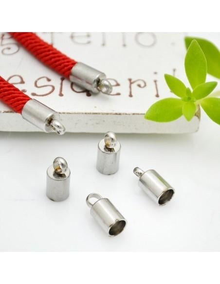 Terminali da incollo in Acciaio per cordoncini 4x8.5mm foro interno 3mm 4pz