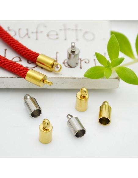 Terminali da incollo in Acciaio per cordoncini 4x8.5mm foro interno 3mm 4pz