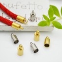 Terminali da incollo in Acciaio per cordoncini 4x8.5mm foro interno 3mm 4pz