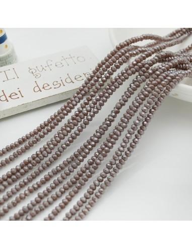 Filo di Mezzi Cristalli Lilla scuro Rondelle 2x3mm Sfaccettati Briolette 200pz