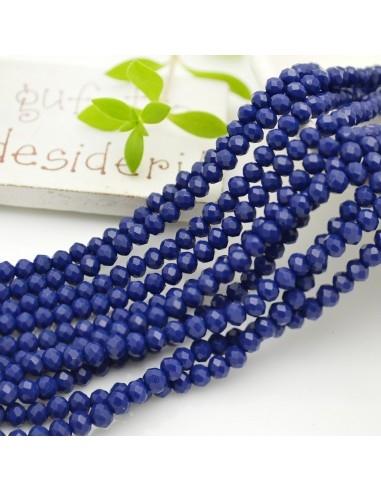 Filo Mezzi Cristalli Blu pieno Rondelle Sfaccettate 2.5x3.5mm 110pz
