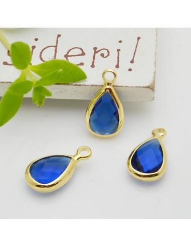 Charm di Cristalli a Forma di Gocce con Base Oro 7.5x14mm 1pz | GDO
