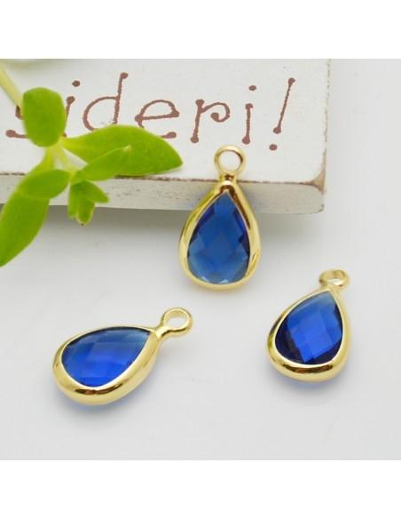 Charm di Cristalli a Forma di Gocce con Base Oro 7.5x14mm 1pz | GDO