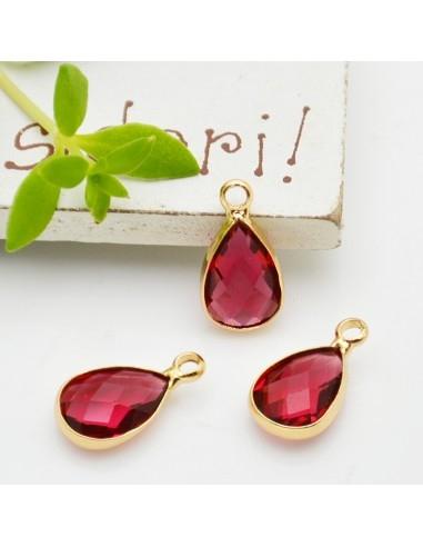 Charm di Cristalli a Forma di Gocce con Base Oro 7.5x14mm 1pz | GDO