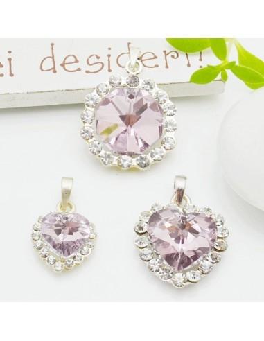 Ciondolo con cristallo rosa e strass in diverse forme 1pz|GDO