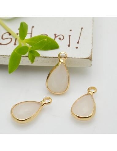 Charm di Cristalli a Forma di Gocce con Base Oro 7.5x14mm 1pz | GDO