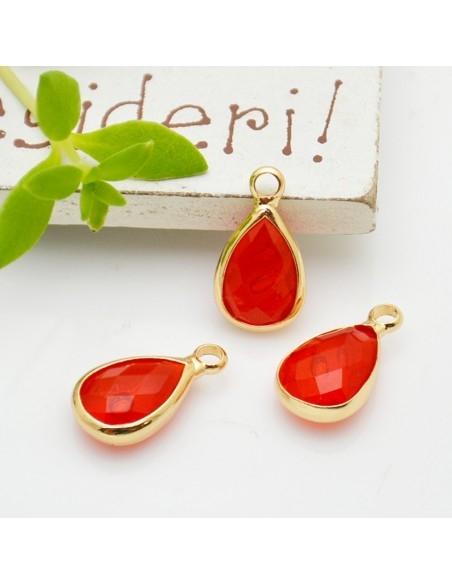 Charm di Cristalli a Forma di Gocce con Base Oro 7.5x14mm 1pz | GDO