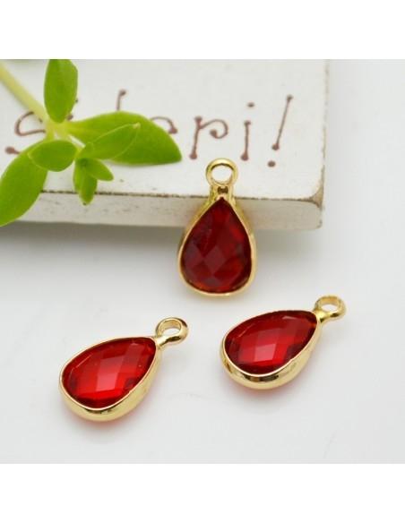Charm di Cristalli a Forma di Gocce con Base Oro 7.5x14mm 1pz | GDO