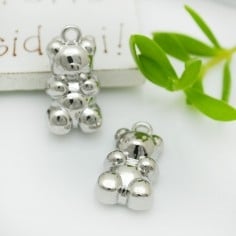 Ciondolo orsetto in ottone oro e argento rodiato 11x20 mm 1pz Gioie d'Oriente 2