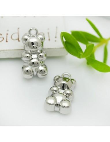 Ciondolo orsetto in ottone oro e argento rodiato 11x20 mm 1pz Gioie d'Oriente