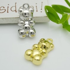 Ciondolo orsetto in ottone oro e argento rodiato 11x20 mm 1pz Gioie d'Oriente