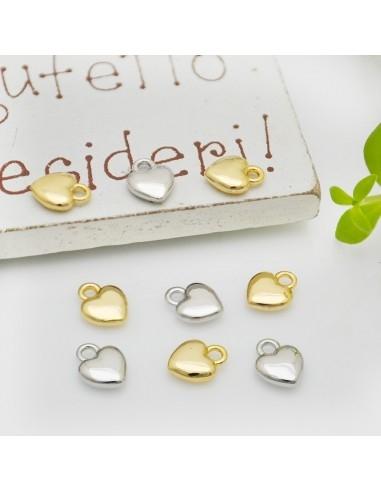 Ciondolo cuore liscio poco bombato 6x7mm 2pz varia colore GDO