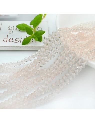 Filo di Mezzi Cristalli Rosa Chiarissimo Trasparente Rondelle 3x4mm Sfaccettati Briolette 125 a 145pz