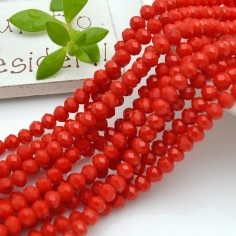 Filo rondelle briolette in mezzi cristalli rosso arancione 3 x 4 mm 125-145pz Gioie d'Oriente