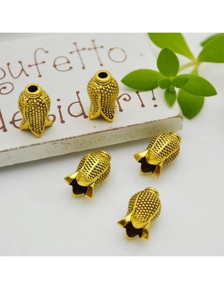 Copriperla tulipano in metallo 6x11mm 5pz Gioie d'Oriente