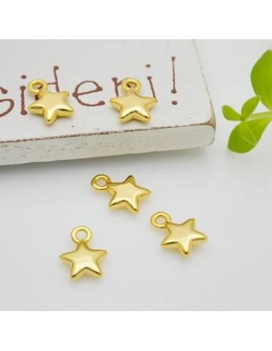 Ciondoli stelle lisce in ottone oro e argento rodiato 6x7 mm 2pz Gioie d'Oriente