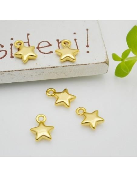 Ciondoli stelle lisce in ottone oro e argento rodiato 6x7 mm 2pz Gioie d'Oriente