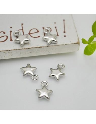 Ciondoli stelle lisce in ottone oro e argento rodiato 6x7 mm 2pz Gioie d'Oriente