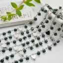 Catena Rosario con cristalli verde scuro 3mm e cuori argento 50cm | Bigiotteria fai da te di Gioie d'Oriente