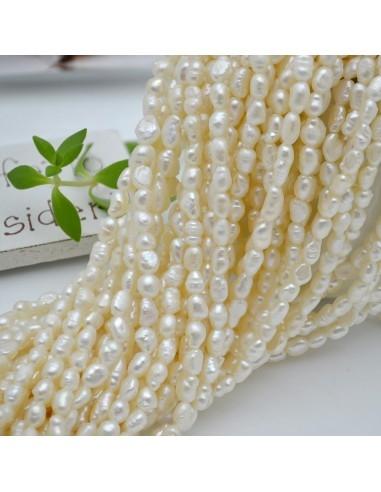 Perle Di Fiume piccoli Chicchi di Riso 3x4.5mm lunghezza 45cm|GDO