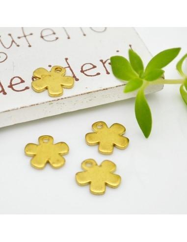 Ciondoli fiore da incidere in ottone 10 mm 4pz Gioie d'Oriente