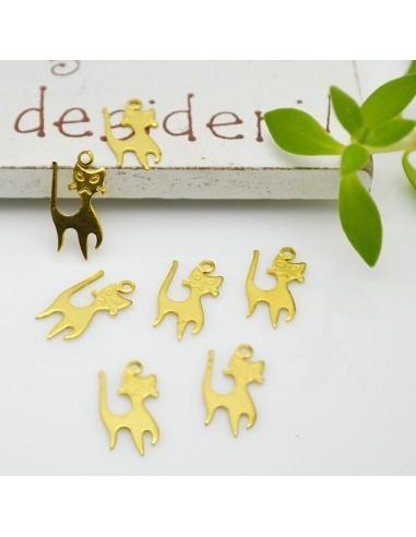 Ciondoli gatto da incidere in ottone 6 x 12 mm 10pz Gioie d'Oriente