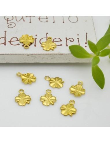 Ciondoli quadrifoglio in ottone 5.5 mm 8pz Gioie d'Oriente